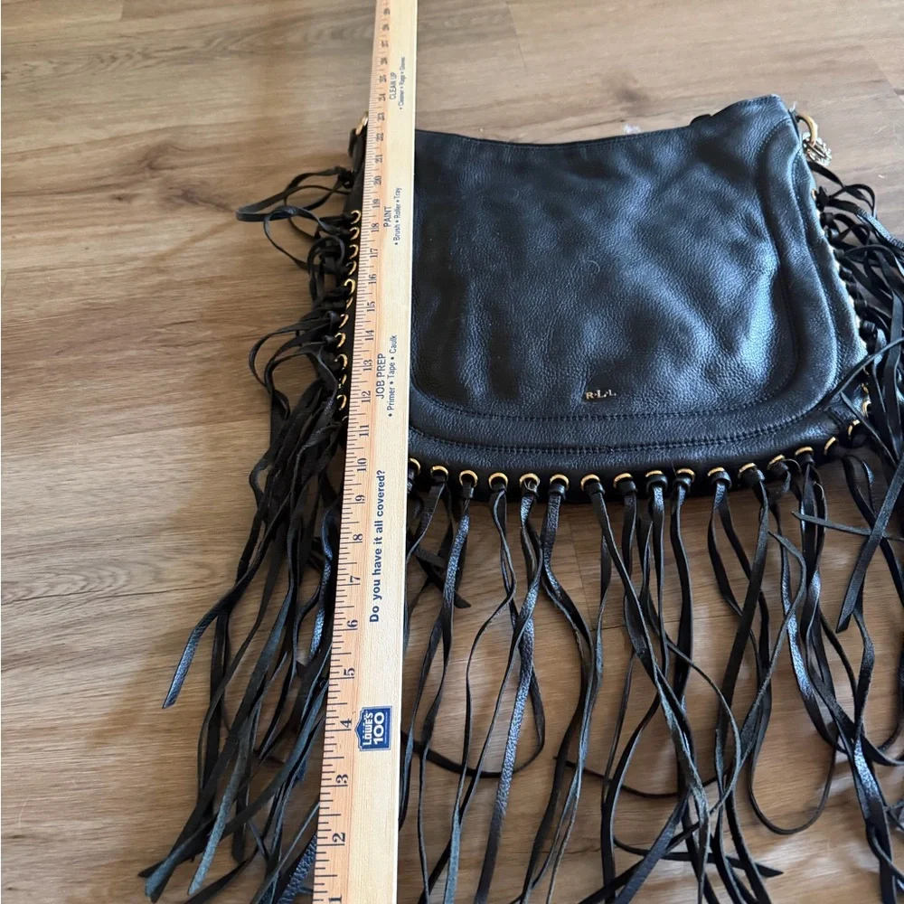 Ralph Lauren Black Fringe Shoulder Bag - Picture 2 of 6